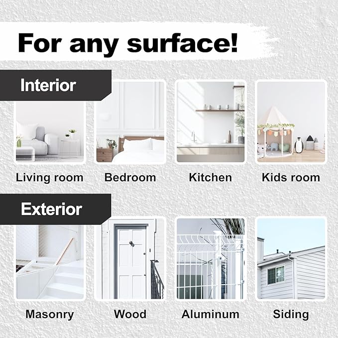 Kompozit ONE Ultra Cover Interior/Exterior White 100% Acrylic Paint & Primer for walls 1 Gallon, Flat. High Durability and Scratch-Resistant Paint. Made in USA. Low VOC.