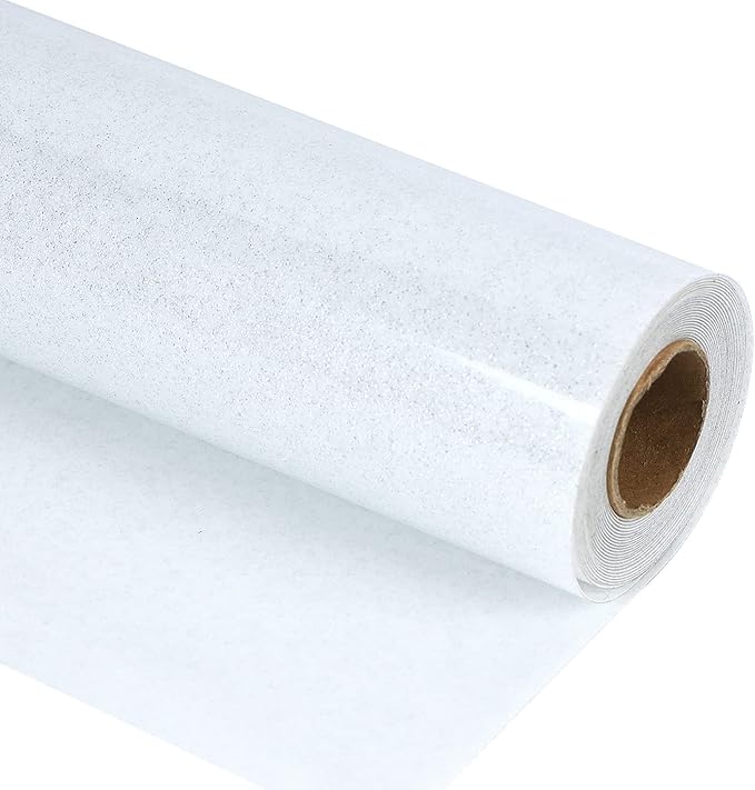 guangyintong Glitter White Heat Transfer Vinyl HTV Rolls, 12" x 8ft Iron on Vinyl for T Shirts Glitter White HTV Vinyl for All Cutter Machines Easy to Cut & Weed for Heat Vinyl Design