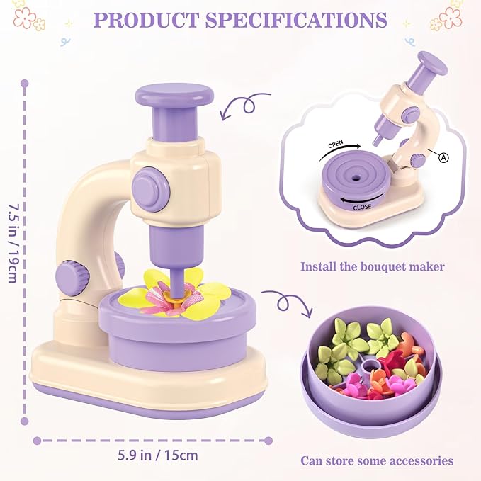 Fabric Flower Bouquets Toys, DIY Arts and Crafts Toys for Kids 4-8, Making Kit Build Own Bouquet, DIY Educational Activities Flower Making Kit Toys for Toddlers, Birthday Gifts for Girls