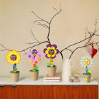 WATINC Mother's Day Spring Felt Flower Craft Kits - Make Your Standing Flowers Gift Crafts with Buttons Flower Pot Decor, DIY Flowers Decorations Home School Fun Activities for Mom Kids (24Pcs)