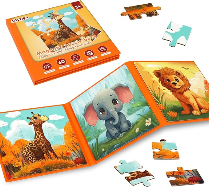 Puzzles for Kids Ages 3-5 36PCS-3 Animal Themes Magnetic Puzzles for Kids 4-6 Travel Puzzle for Airplane/Car/Road Trip/Gift Toys for 3 4 5 6 Year Old Girls and Boys