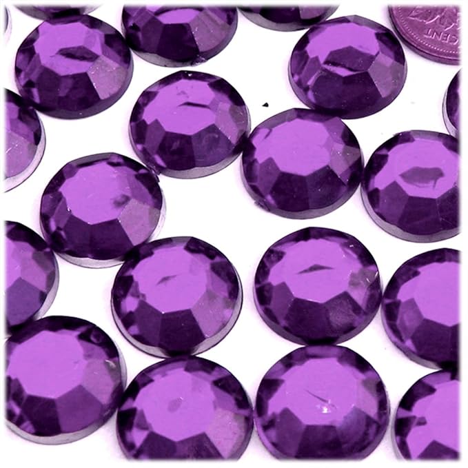 The Crafts Outlet 72pc Rhinestones Round 20mm - Purple Amethyst