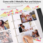 Zesthouse Large 18In Photo Album Self Adhesive 60 Pages, 3-Ring Scrapbook Albums Holds 8x10 5x7 4x6 Photos, DIY Magnetic Picture Book with Writing Space, Gift for Family Wedding Baby