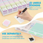 Mathtoxyz Extra Large Bead Organizer, 61 PCS Small Plastic Craft Storage Box with Hinged Lid and Labels Clear Bead Organizers and Storage Boxes for Jewelry, Diamonds, Bracelet Making DIY