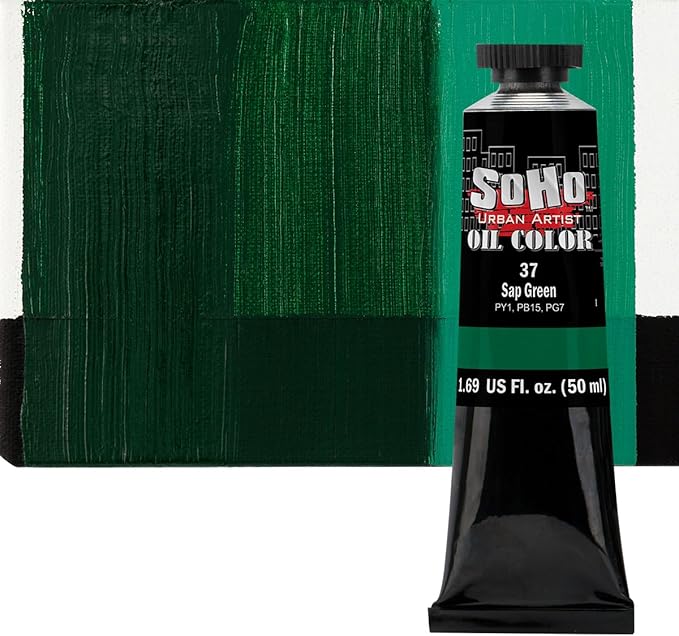 Soho Urban Artist Oil Paint - Sap Green, 50 ml Tube - Best Valued Oil Colors for Painting, Excellent Pigment Load
