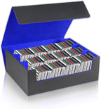 Card Storage Box for Trading Cards，2400+ Leather Magnetic Closure Commander Storage Box,Protectors Fit for YuGiOh, MTG and Sport Cards (Black, blue, 2400+)