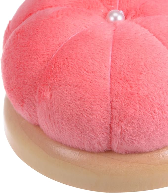 HARFINGTON Wooden Base Needle Pincushions Japanese Style Pin Cushions Round Pin Cushion Needle Holder for Sewing Quilting Needlework DIY Crafts, Watermelon Red