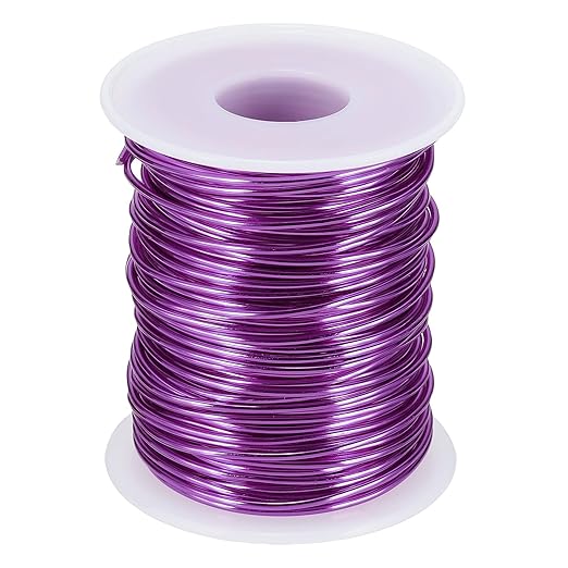 uxcell 16 Gauge / 1.5mm Anodized Aluminum Wire for Jewelry Craft Making, 102 Feet Bendable Flexible Wire for DIY Home Decor Gardening Sculpture, Purple