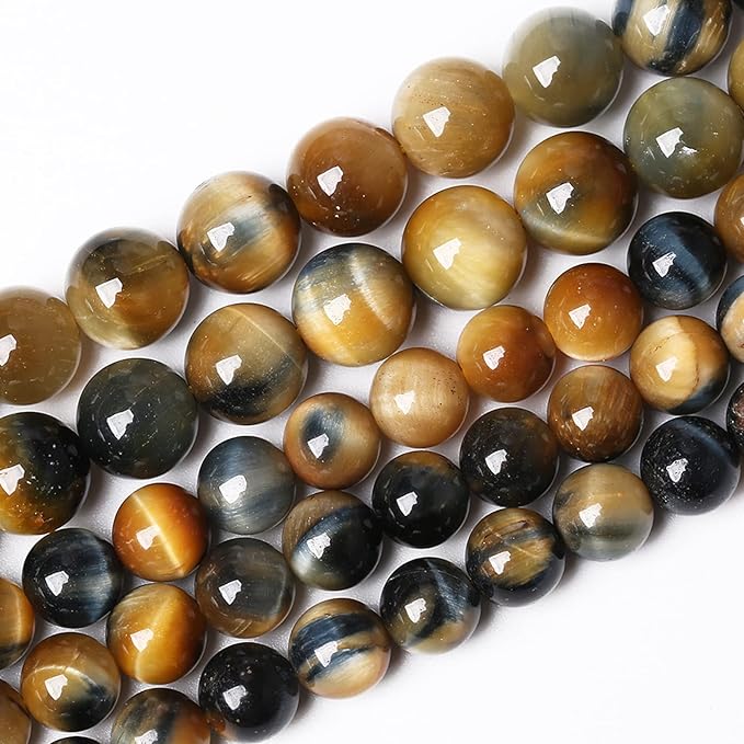 72Pcs 10mm AAAAA Tiger Eye Beads for Jewelry Making - Natural Stone Semi Precious Round Smooth Gemstones - Loose Spacer Beads - 32" 2 Strands