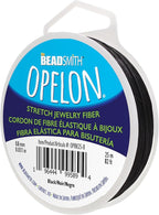 The Beadsmith Opelon Stretch Cord – Elastic Beading Fiber, Black, 0.8 mm Diameter, 25 Meters (82 ft) Spool
