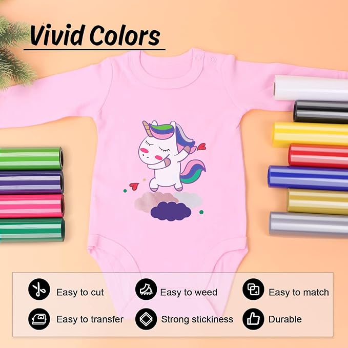 HTVRONT HTV Vinyl Rolls Heat Transfer Vinyl - 12" x 5ft Magenta HTV Vinyl for Shirts, Iron on Vinyl for All Cutter Machine - Easy to Cut