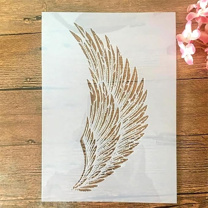 TIAMECH A4 Reusable Wing Stencil for Painting - Eagle Angel Wing Layering Template, DIY Wall Art, Wood Furniture, Scrapbook & Crafts (8.3x11.7inch)