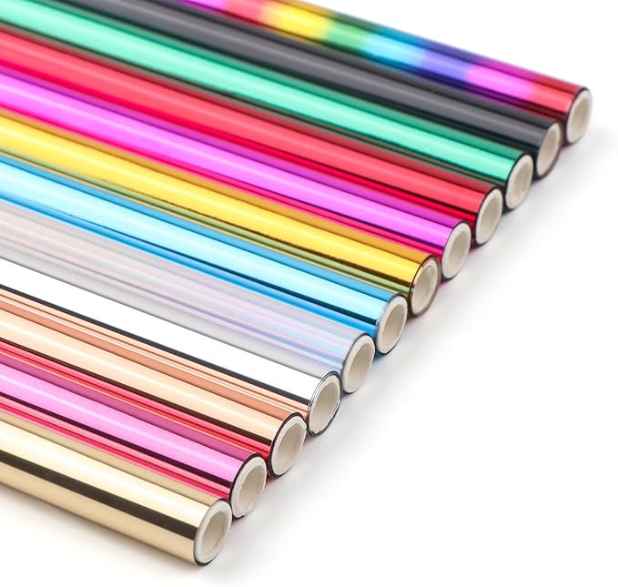12 Pack Heat Transfer Gold Foil Sheets for Crafts Embossing Stamp Tool Heat Activated Thermal Toner Reactive Foil Roll 5.9inx4.26ft Add Stunning Foiled Elements to Any Card, Scrapbooking, DIY