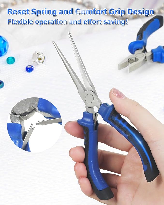 Toolour Jewelry Pliers Set Jeweler Making Tools Kit with Wood Holder,8Pcs Professional Wire Plier for Beading Jewelry Maker DIY Crafting Wrapping Crimping Cutting Repair,Essential Tools for Adults