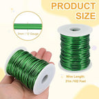 uxcell 12 Gauge / 2mm Anodized Aluminum Wire for Jewelry Craft Making, 102 Feet Bendable Flexible Wire for DIY Home Decor Gardening Sculpture, Green