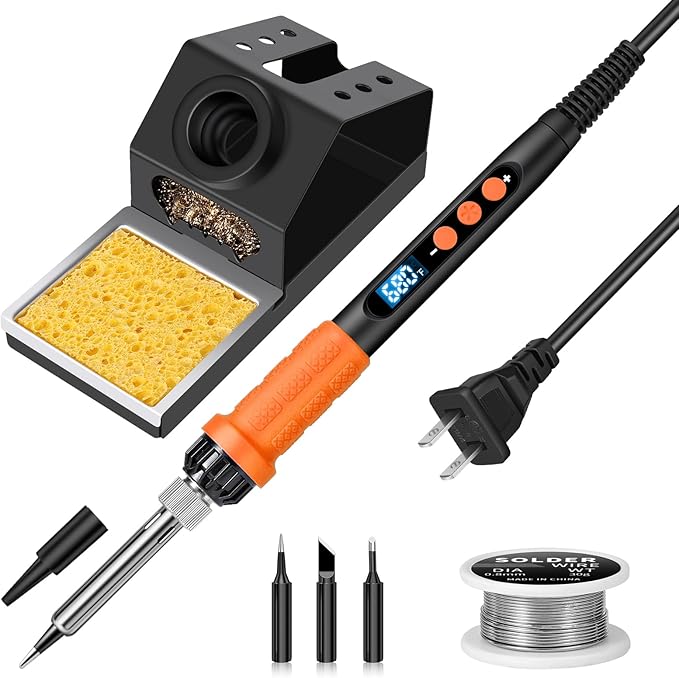 Soldering Iron Kit, 100W High Power Soldering Iron, Fast Heating, Digital Display Temperature Control Accurate 356°F-896°F, Portable Soldering Kit with Protective Cap, Automatic Sleep Mode