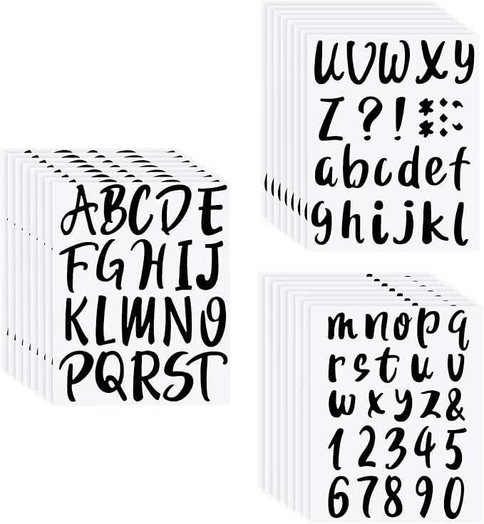 Outus 576 Pieces 8 Sheets Letters Stickers Self Adhesive Vinyl Letter Alphabet Number Stickers Mailbox Numbers Sticker, Decals for Classroom Decor, Sign, Door(Black,3 Inch)