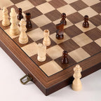 Premium Wooden Chess Set with Protective Carry Bag - 15" Folding Chess Board & Chess Pieces - Classic Strategy Game for Adults & Kids for Chess Lovers, Beginners