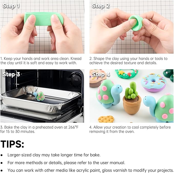 Shuttle Art Polymer Clay Kit, 50 Colors, Soft Oven Clay Kit, 19 Carving Tools and 10 Kinds of Accessories, Non-Stick, Non-Toxic, Ideal Gift for Kids