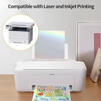 Printable Sticker Paper, 20 Sheets Printable Holographic Sticker Paper, Laser/Inkjet Printing- Holographic, Letter Size (8.5" x 11")
