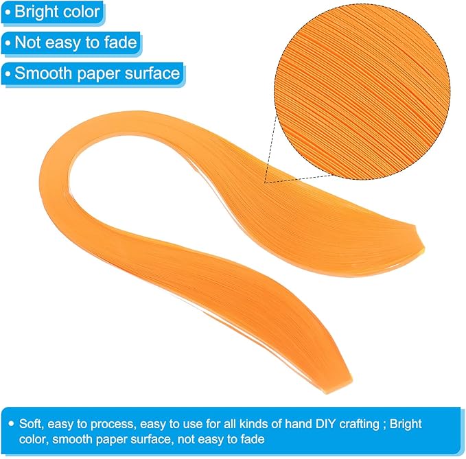 PATIKIL 600pcs Quilling Strips Paper 1/8"(3mm) 39cm Origami Paper Quilling Strip for Art DIY Hand Craft Christmas, Light Orange