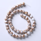 36pcs 10mm White Howlite Spun Gold Stone Beads for Jewelry Making Natural Stone Energy Healing Beads DIY Bracelet Necklace 15" (10mm, White Howlite Spun Gold Stone)