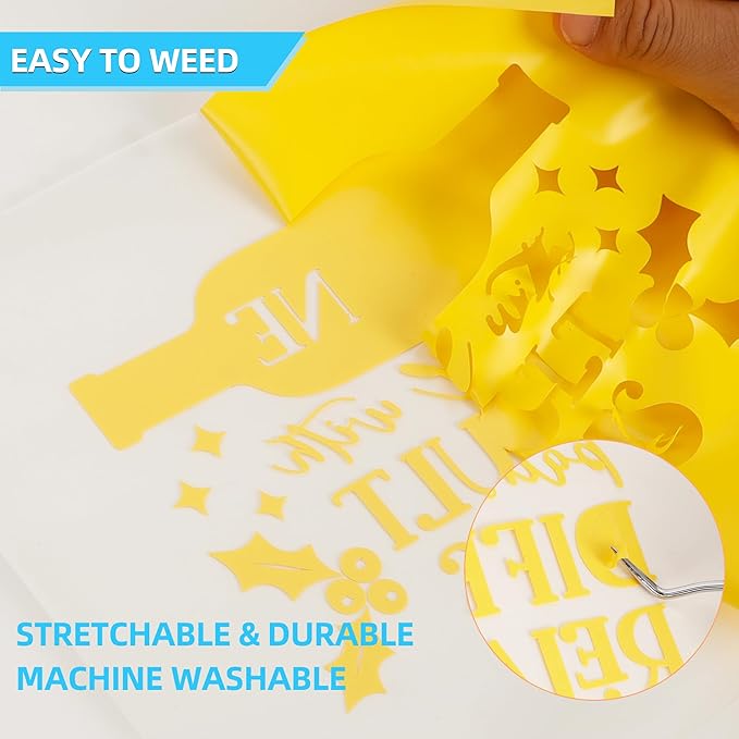 Guangyintong Yellow HTV Heat Transfer Vinyl Rolls, 12" X 100ft Iron on Vinyl PVC Adhesive for T-Shirt, Easy to Cut & Weed for DIY Design