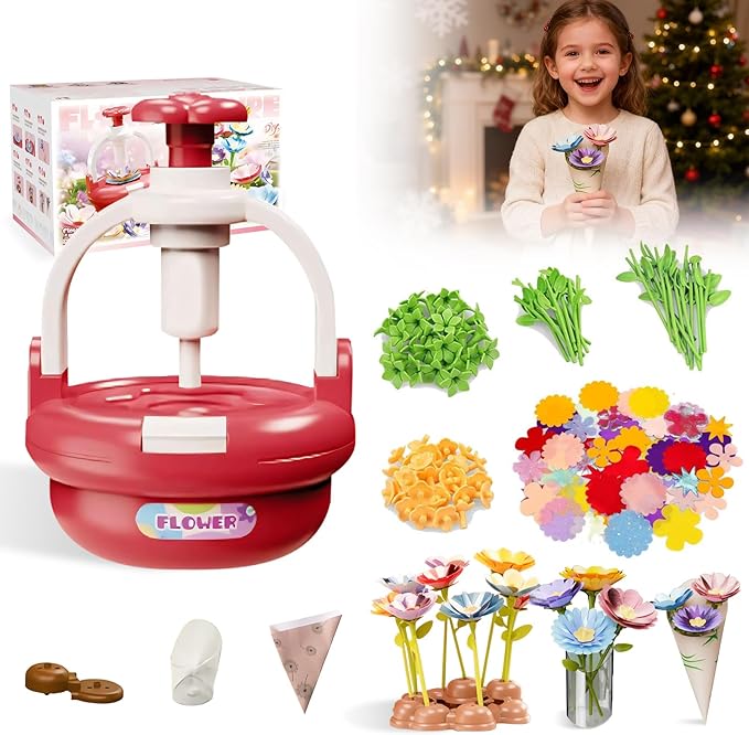 EALRIDV Fabric Flower Bouquets Toys, DIY Flower Press Kit, Creative Floral Craft Set for Kids Ages 4 5 6 7 8+ Years Old, Build Your Own for Birthday Gifts, Arts and Crafts Projects