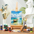 Shuttle Art Acrylic Paint, 42 Colors Acrylic Paint Set with 12 Brushes, 2oz/60ml Bottles, Rich Pigmented, Water Proof, Premium Paints for Artists, Beginners and Kids on Canvas Rocks Wood Ceramic