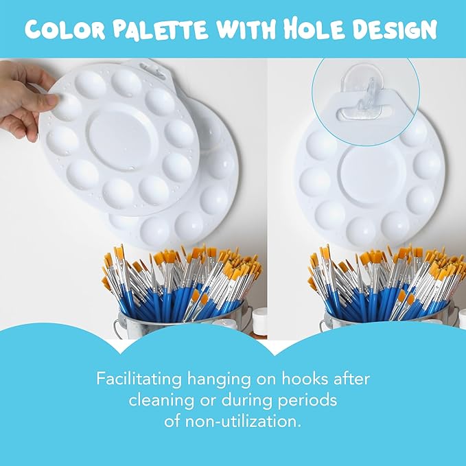 Paint Tray Palettes, Plastic Paint Pallets with Hanging Hole for Kids or Students to Paints on School Project, Art Class or Have a Birthday Painting Party -12pcs