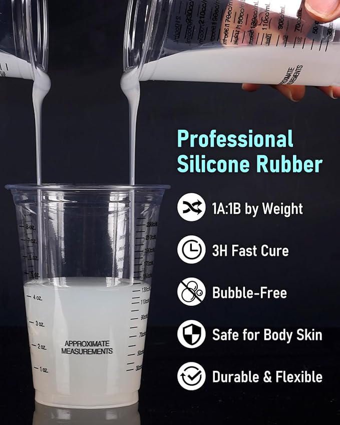 Nicpro 90oz Silicone Mold Making Kit, 15A Platinum Liquid Silicone Rubber, Flexible Silicone Molds Maker Mix Ratio 1:1 for Casting 3D Resins Candle Soap Molds DIY with 12 Mica Powder, Mixing Cups