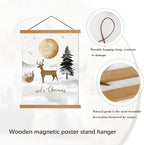 Artmag Magnetic Poster Hanger Frame, 25x20 25x35 25x40 Light Wood Wooden Magnet Canvas Artwork Print Poster Hangers Frames Hanging Kit (Teak Wood, 25")