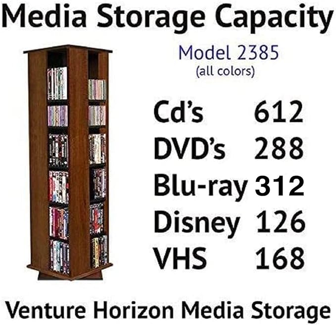 Venture Horizon Revolving Media Tower 600 Walnut
