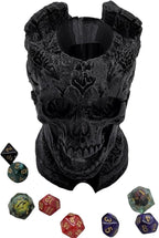 Dark Skull Dice Tower Dungeons and Dragons RPG abletop Roleplaying Game Jail D&D (Random 7PCS D20 Dice Set Included) Black
