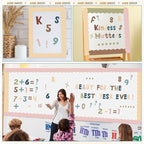 221 Pcs Classroom Bulletin Board Letters Colorful Alphabet Cutouts Number and Punctuation Symbol Combo Letter Cutouts for Spring Summer Wall Chalkboard Poster Board Decor(Advanced Boho)