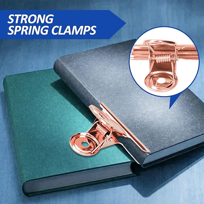 20 Pack Large Metal Hinge Rose Gold Clips 51mm for Crafts, Photos, Drawing, Food Bags at Home, Office, School, Shop