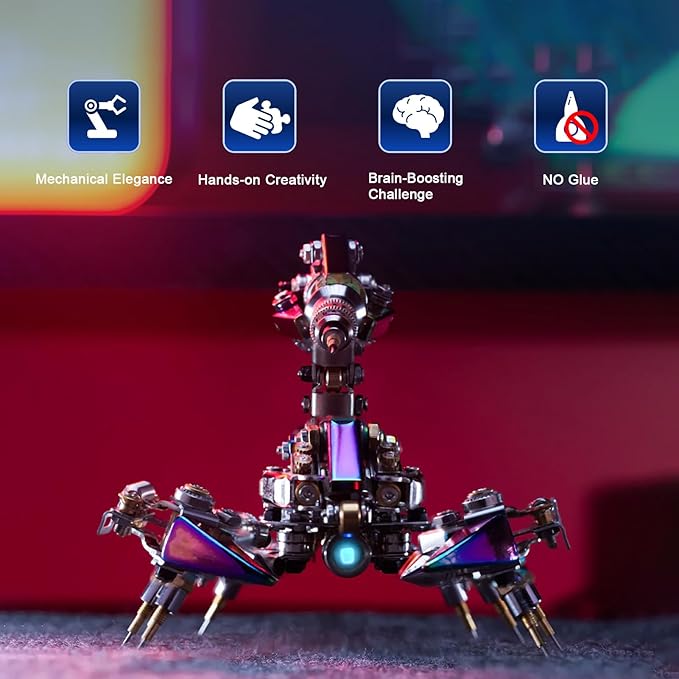 Mostarle Cyberpunk Rage Scorpion 3D Metal Puzzle, DIY Sci-Fi Model with with Glowing LED Core, Magnetic Assembly, Creative Gift & Futuristic Home Décor for Adults & Teens