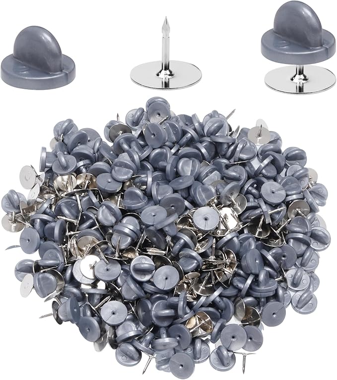 400pcs PVC Rubber Butterfly Clutch Pins Tie Tacks Blank for Uniform Badges Backing Holder Clasp Lapel Enamel Pins(200 Sets),Gray
