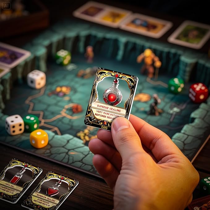 DND Healing Potion Cards Set - 15 Acrylic Fantasy Potion Tokens with Real Red Liquid | Ideal for Dungeon Masters, Tabletop RPG Players, Collectors & Immersive Game Nights (Style A)