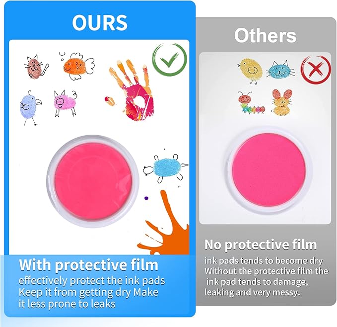 MoloTAR 8 Colors Rainbow Washable Large Ink Pads for Rubber Stamps Kids (Pack of 8)