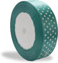 Ribbon 1 inch Mint with White Polka Dots Ribbons for Crafts Gift Ribbon Satin Solid Ribbon Roll 1 in x 25 Yards