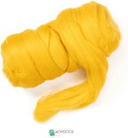 Colored Natural Wool roving, 8 OZ. Best Wool for Needle Felting, Wet Felting, handcrafts and Spinning. (Mustard)