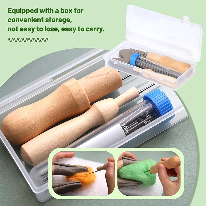 Yizzvb Wool Felting Needles, 4 Sizes Felting Needles with Needle Bottle Felting Tool Holders, Complete Needle Felting Tools Kit Needle Felting Supplies for Beginner Professional