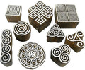 CRAFTSOFINDIA I Set of 9 I Premium Hand-Carved Wooden Block Stamps for Textile, Paper, Clay, Tattoo - Enhanced Print Impressions