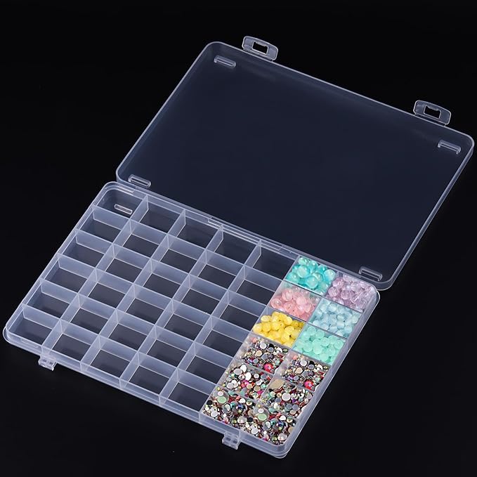 42 Grids Clear Large Plastic Organizer Box With Dividers, Bead Organizers And Storage Compartment Container For Nail Accessories/Jewelry/Craft/Screw/Small Parts/Diamond Painting Art Tools