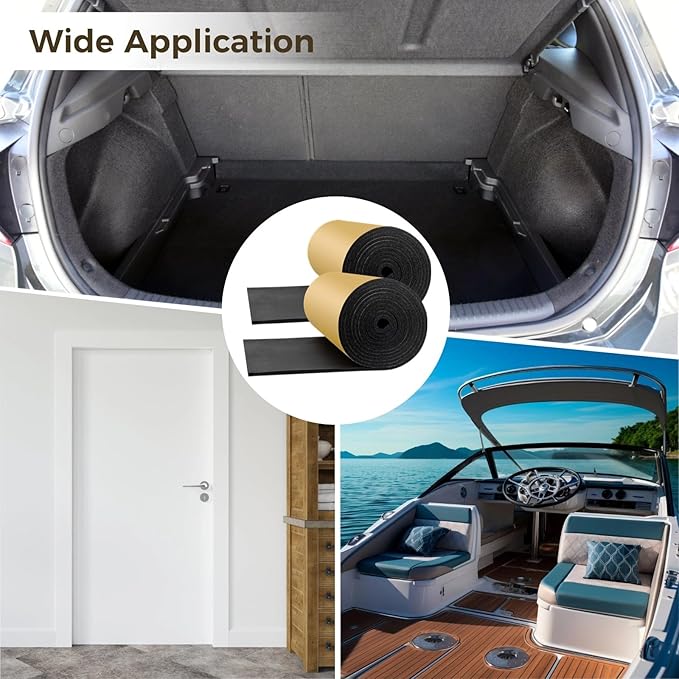 2 PCS Foam Rubber Sheet with Adhesive - 78 x 16 x 0.59 Inches Closed Cell Rubber with Adhesive Insulation Sheets, Lightweight Single Sided Tape Water Weather Resistant Sheets