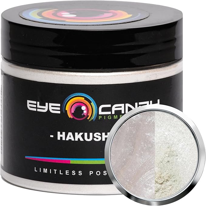 Eye Candy Pigments Premium White Mica Powder - Hakushika White (50gr) - for Epoxy, Resin, Soap, Paint, Woodworking, Acrylic Pouring, Bath Bombs, Fishing Lures - DIY Arts and Crafts Additive