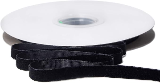 Ribbli Polyester Black Velvet Ribbon,3/8 Inch,10-Yard Spool,Use for Choker,Gift Wrapping,Floral Bouquets, Boutonnieres