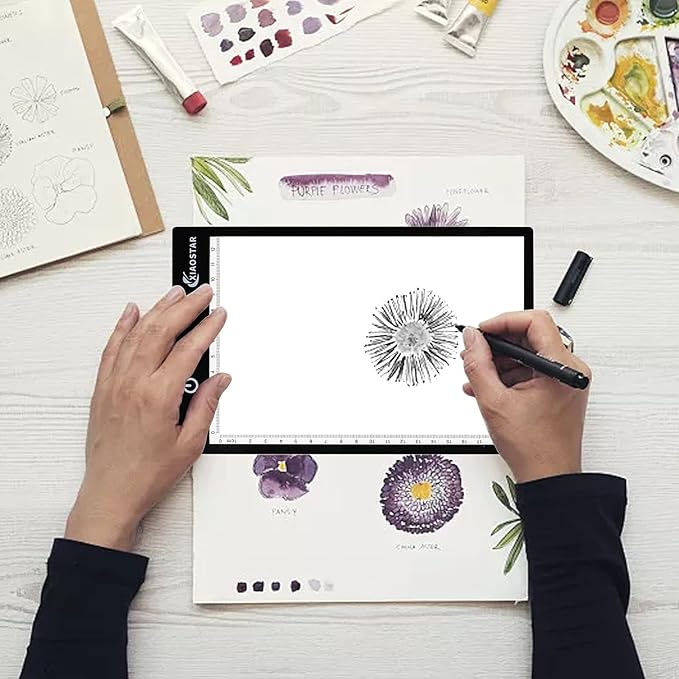 Light Box Drawing Pad A5, Tracing Board with Micro USB Cord Charge Cable and Brightness Adjustable for Artists, AnimationDrawing, Sketching, Animation, X-ray Viewing (A5) Not Rechargeable