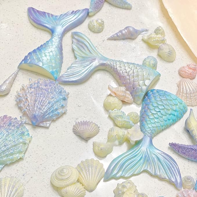 4 PCS Marine Theme Fondant Silicone Mold Hippocampus Turtle octopus Shape DIY Handmade Baking Tools, For Theme Cake Cookie Chocolate Candy Decoration Fondant Polymer Clay